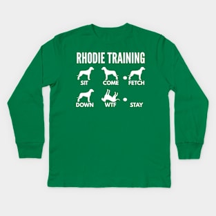 Rhodesian Ridgeback Training Rhodie Dog Tricks Kids Long Sleeve T-Shirt